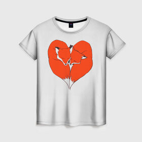 Женская футболка 3D с принтом Fox Love в Тюмени, 100% полиэфир ( синтетическое хлопкоподобное полотно) | прямой крой, круглый вырез горловины, длина до линии бедер | cute | fox | foxes | ginger | heart | love | tail | забавная | лис | лиса | лисица | лисицы | лисичка | лисички | лисы | любовь | милая | рыжая | рыжие | сердечко | смешная | фыр | хвост | хвосты
