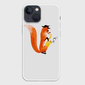 Чехол для iPhone 13 mini с принтом Джаз Лис в Тюмени,  |  | cute | fox | foxes | ginger | jazz | tail | trumpet | джаз | джазмен | забавная | лис | лиса | лисица | лисицы | лисичка | лисички | лисы | милая | рыжая | рыжие | саксофон | смешная | труба | фыр | хвост | хвосты