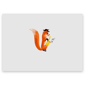 Поздравительная открытка с принтом Джаз Лис в Тюмени, 100% бумага | плотность бумаги 280 г/м2, матовая, на обратной стороне линовка и место для марки
 | cute | fox | foxes | ginger | jazz | tail | trumpet | джаз | джазмен | забавная | лис | лиса | лисица | лисицы | лисичка | лисички | лисы | милая | рыжая | рыжие | саксофон | смешная | труба | фыр | хвост | хвосты