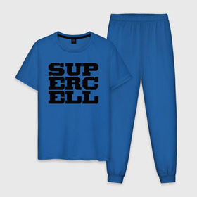Мужская пижама хлопок с принтом SUPERCELL в Тюмени, 100% хлопок | брюки и футболка прямого кроя, без карманов, на брюках мягкая резинка на поясе и по низу штанин
 | supercell | игра | клеш | клэш | суперселл