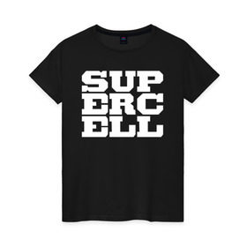 Женская футболка хлопок с принтом SUPERCELL в Тюмени, 100% хлопок | прямой крой, круглый вырез горловины, длина до линии бедер, слегка спущенное плечо | supercell | игра | клеш | клэш | суперселл