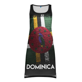 Платье-майка 3D с принтом DOMINICA(Доминика) в Тюмени, 100% полиэстер | полуприлегающий силуэт, широкие бретели, круглый вырез горловины, удлиненный подол сзади. | Тематика изображения на принте: dominica | urban | город | доминика | мир | путешествие | символика | страны | флаг