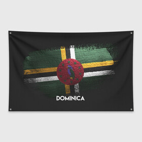 Флаг-баннер с принтом DOMINICA(Доминика) в Тюмени, 100% полиэстер | размер 67 х 109 см, плотность ткани — 95 г/м2; по краям флага есть четыре люверса для крепления | dominica | urban | город | доминика | мир | путешествие | символика | страны | флаг