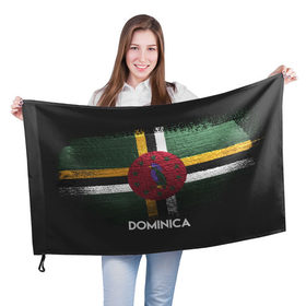Флаг 3D с принтом DOMINICA(Доминика) в Тюмени, 100% полиэстер | плотность ткани — 95 г/м2, размер — 67 х 109 см. Принт наносится с одной стороны | Тематика изображения на принте: dominica | urban | город | доминика | мир | путешествие | символика | страны | флаг