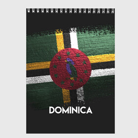 Скетчбук с принтом DOMINICA(Доминика) в Тюмени, 100% бумага
 | 48 листов, плотность листов — 100 г/м2, плотность картонной обложки — 250 г/м2. Листы скреплены сверху удобной пружинной спиралью | dominica | urban | город | доминика | мир | путешествие | символика | страны | флаг