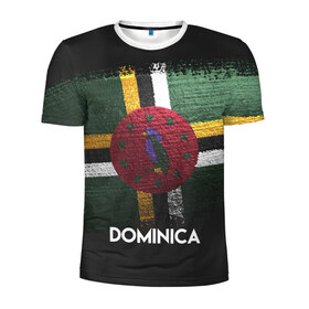 Мужская футболка 3D спортивная с принтом DOMINICA(Доминика) в Тюмени, 100% полиэстер с улучшенными характеристиками | приталенный силуэт, круглая горловина, широкие плечи, сужается к линии бедра | Тематика изображения на принте: dominica | urban | город | доминика | мир | путешествие | символика | страны | флаг