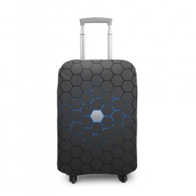 Чехол для чемодана 3D с принтом Гексагон в Тюмени, 86% полиэфир, 14% спандекс | двустороннее нанесение принта, прорези для ручек и колес | hexagon | metal | pattern | steel | гексагон | метал | паттерн | сталь | текстуры | шестиугольник