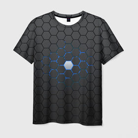 Мужская футболка 3D с принтом Гексагон в Тюмени, 100% полиэфир | прямой крой, круглый вырез горловины, длина до линии бедер | hexagon | metal | pattern | steel | гексагон | метал | паттерн | сталь | текстуры | шестиугольник