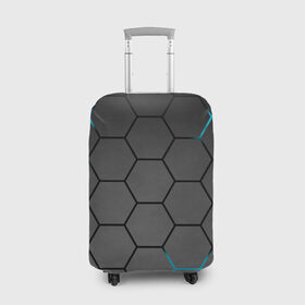 Чехол для чемодана 3D с принтом Плиты с Энергией в Тюмени, 86% полиэфир, 14% спандекс | двустороннее нанесение принта, прорези для ручек и колес | hexagon | metal | pattern | steel | броня | гексагон | метал | плиты | сталь | текстура