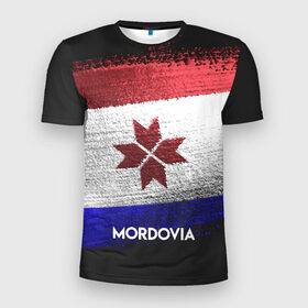 Мужская футболка 3D спортивная с принтом MORDOVIA(Мордовия) в Тюмени, 100% полиэстер с улучшенными характеристиками | приталенный силуэт, круглая горловина, широкие плечи, сужается к линии бедра | urban | город | мир | мордовия | путешествие | символика | страны | флаг