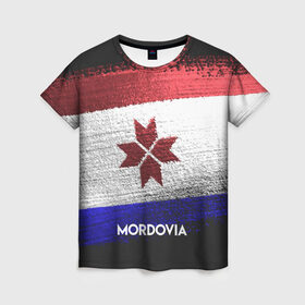 Женская футболка 3D с принтом MORDOVIA(Мордовия) в Тюмени, 100% полиэфир ( синтетическое хлопкоподобное полотно) | прямой крой, круглый вырез горловины, длина до линии бедер | urban | город | мир | мордовия | путешествие | символика | страны | флаг