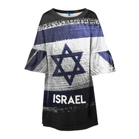 Детское платье 3D с принтом Israel(Израиль) в Тюмени, 100% полиэстер | прямой силуэт, чуть расширенный к низу. Круглая горловина, на рукавах — воланы | Тематика изображения на принте: israel | urban | город | израиль | мир | путешествие | символика | страны | флаг