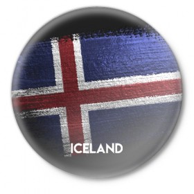 Значок с принтом Iceland(Исландия) в Тюмени,  металл | круглая форма, металлическая застежка в виде булавки | Тематика изображения на принте: iceland | urban | город | мир | путешествие | символика | страны | флаг