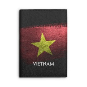 Обложка для автодокументов с принтом VIETNAM(Вьетнам) в Тюмени, натуральная кожа |  размер 19,9*13 см; внутри 4 больших “конверта” для документов и один маленький отдел — туда идеально встанут права | Тематика изображения на принте: urban | vietnam | город | мир | путешествие | символика | страны | флаг