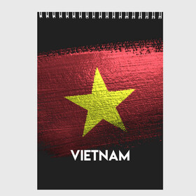 Скетчбук с принтом VIETNAM(Вьетнам) в Тюмени, 100% бумага
 | 48 листов, плотность листов — 100 г/м2, плотность картонной обложки — 250 г/м2. Листы скреплены сверху удобной пружинной спиралью | urban | vietnam | город | мир | путешествие | символика | страны | флаг