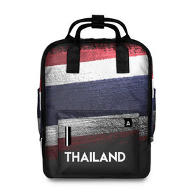 Женский рюкзак 3D с принтом Тайланд(Thailand) в Тюмени, 100% полиэстер | лямки с регулируемой длиной, сверху ручки, чтобы рюкзак нести как сумку. Основное отделение закрывается на молнию, как и внешний карман. Внутри два дополнительных кармана, один из которых закрывается на молнию. По бокам два дополнительных кармашка, куда поместится маленькая бутылочка
 | thailand | urban | город | мир | путешествие | символика | страны | таиланд | флаг