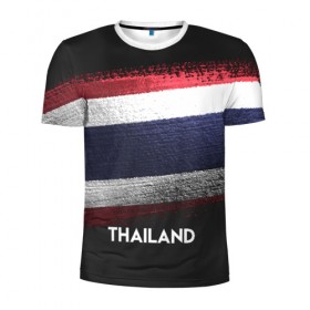 Мужская футболка 3D спортивная с принтом Тайланд(Thailand) в Тюмени, 100% полиэстер с улучшенными характеристиками | приталенный силуэт, круглая горловина, широкие плечи, сужается к линии бедра | thailand | urban | город | мир | путешествие | символика | страны | таиланд | флаг