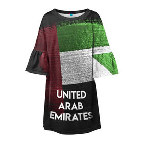 Детское платье 3D с принтом Арабские Эмираты в Тюмени, 100% полиэстер | прямой силуэт, чуть расширенный к низу. Круглая горловина, на рукавах — воланы | urban | город | мир | путешествие | символика | страны | флаг