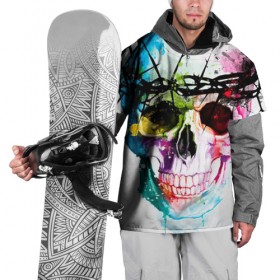 Накидка на куртку 3D с принтом Череп и краска в Тюмени, 100% полиэстер |  | bone | bones | pait | skull