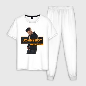 Мужская пижама хлопок с принтом Johnyboy в Тюмени, 100% хлопок | брюки и футболка прямого кроя, без карманов, на брюках мягкая резинка на поясе и по низу штанин
 | johnyboy | джонибой | джонни бой