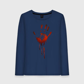 Женский лонгслив хлопок с принтом Отпечаток руки в Тюмени, 100% хлопок |  | halloween | костюм на хэллоуин | кровавая рука | кровавый отпечаток | кровь | рисунок кровью | футболка для хэллоуина | хэллоуин