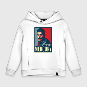 Детское худи Oversize хлопок с принтом Freddie Mercury в Тюмени, френч-терри — 70% хлопок, 30% полиэстер. Мягкий теплый начес внутри —100% хлопок | боковые карманы, эластичные манжеты и нижняя кромка, капюшон на магнитной кнопке | freddie mercury | queen | фредди меркьюри