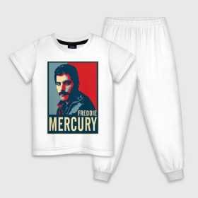 Детская пижама хлопок с принтом Freddie Mercury в Тюмени, 100% хлопок |  брюки и футболка прямого кроя, без карманов, на брюках мягкая резинка на поясе и по низу штанин
 | Тематика изображения на принте: freddie mercury | queen | фредди меркьюри