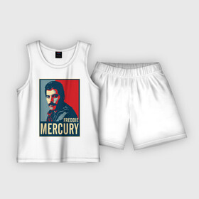 Детская пижама с шортами хлопок с принтом Freddie Mercury в Тюмени,  |  | Тематика изображения на принте: freddie mercury | queen | фредди меркьюри