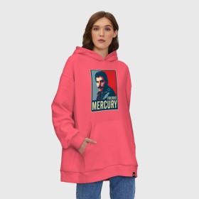 Худи SuperOversize хлопок с принтом Freddie Mercury в Тюмени, 70% хлопок, 30% полиэстер, мягкий начес внутри | карман-кенгуру, эластичная резинка на манжетах и по нижней кромке, двухслойный капюшон
 | freddie mercury | queen | фредди меркьюри