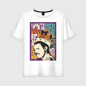 Женская футболка хлопок Oversize с принтом Queen в Тюмени, 100% хлопок | свободный крой, круглый ворот, спущенный рукав, длина до линии бедер
 | freddie mercury | queen | фредди меркьюри