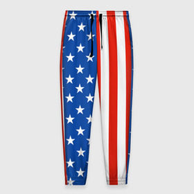 Мужские брюки 3D с принтом Американский Флаг в Тюмени, 100% полиэстер | манжеты по низу, эластичный пояс регулируется шнурком, по бокам два кармана без застежек, внутренняя часть кармана из мелкой сетки | америка | вашингтон | звезды | патриот | сша | трамп | триколор