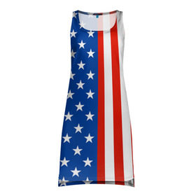 Платье-майка 3D с принтом Американский Флаг в Тюмени, 100% полиэстер | полуприлегающий силуэт, широкие бретели, круглый вырез горловины, удлиненный подол сзади. | америка | вашингтон | звезды | патриот | сша | трамп | триколор