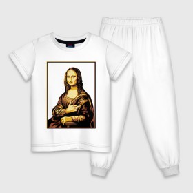 Детская пижама хлопок с принтом Fuck from Mona Lisa в Тюмени, 100% хлопок |  брюки и футболка прямого кроя, без карманов, на брюках мягкая резинка на поясе и по низу штанин
 | Тематика изображения на принте: женщина | искусство | картина | лиза | мона | палец