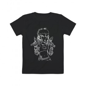Детская футболка хлопок с принтом Yo-landi (тёмное) в Тюмени, 100% хлопок | круглый вырез горловины, полуприлегающий силуэт, длина до линии бедер | девушка | контур | линиями | нервана | пушки. пистолеты | смайл | хип хоп | юар
