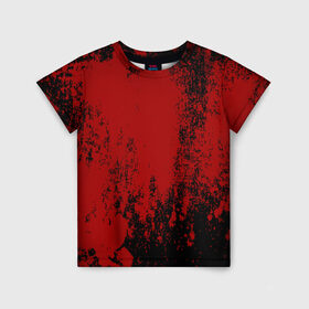 Детская футболка 3D с принтом Red blood в Тюмени, 100% гипоаллергенный полиэфир | прямой крой, круглый вырез горловины, длина до линии бедер, чуть спущенное плечо, ткань немного тянется | Тематика изображения на принте: halloween | брызги красок | брызги крови | картина кровью | красные пятна | кровавая абстракция | кровавые пятна | кровь | пятна краски