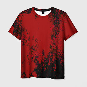 Мужская футболка 3D с принтом Red blood в Тюмени, 100% полиэфир | прямой крой, круглый вырез горловины, длина до линии бедер | halloween | брызги красок | брызги крови | картина кровью | красные пятна | кровавая абстракция | кровавые пятна | кровь | пятна краски