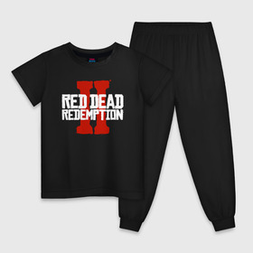 Детская пижама хлопок с принтом RDR2 в Тюмени, 100% хлопок |  брюки и футболка прямого кроя, без карманов, на брюках мягкая резинка на поясе и по низу штанин
 | gamer | gun | logo | play | player | rdr2 | red dead redemption 2 | rockstar | western | вестерн | ковбои | компьютерные игры 2019 | криминал | лого | рокстар