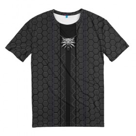 Мужская футболка 3D с принтом ВЕДЬМАК 2077 (НА СПИНЕ) в Тюмени, 100% полиэфир | прямой крой, круглый вырез горловины, длина до линии бедер | Тематика изображения на принте: 