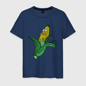 Мужская футболка хлопок с принтом Живая кукуруза в Тюмени, 100% хлопок | прямой крой, круглый вырез горловины, длина до линии бедер, слегка спущенное плечо. | живая кукуруза | кукуруза | монстр | початок