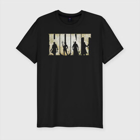 Мужская футболка хлопок Slim с принтом Hunt: Showdown Logo в Тюмени, 92% хлопок, 8% лайкра | приталенный силуэт, круглый вырез ворота, длина до линии бедра, короткий рукав | horror | hunt horrors of the gilded age | hunt showdown | hunt showdown logo | hunt: showdown | охота | ужасы золотого века