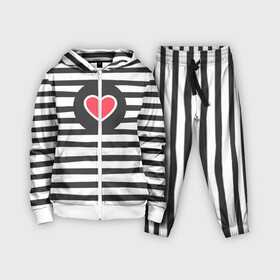 Детский костюм 3D с принтом Сердце в полоску в Тюмени,  |  | black | lines | mochino | белый | москино | полоски | полосы | сердечко | сердце | черный