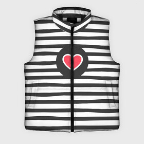 Мужской жилет утепленный 3D с принтом Сердце в полоску в Тюмени,  |  | black | lines | mochino | белый | москино | полоски | полосы | сердечко | сердце | черный