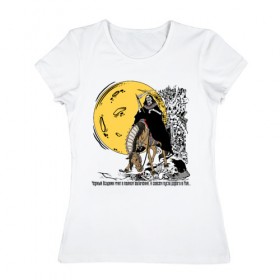 Женская футболка хлопок с принтом Всадник ада в Тюмени, 100% хлопок | прямой крой, круглый вырез горловины, длина до линии бедер, слегка спущенное плечо | 