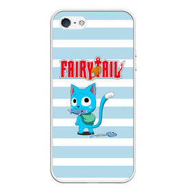 Чехол для iPhone 5/5S матовый с принтом Fairy Tail в Тюмени, Силикон | Область печати: задняя сторона чехла, без боковых панелей | anime | cat | fairy tail | happy | аниме | животные | кот | сёнэн | хвост феи | хэппи