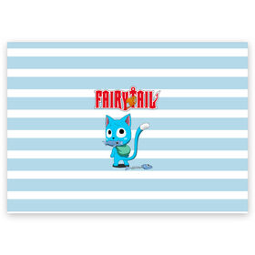Поздравительная открытка с принтом Fairy Tail в Тюмени, 100% бумага | плотность бумаги 280 г/м2, матовая, на обратной стороне линовка и место для марки
 | Тематика изображения на принте: anime | cat | fairy tail | happy | аниме | животные | кот | сёнэн | хвост феи | хэппи