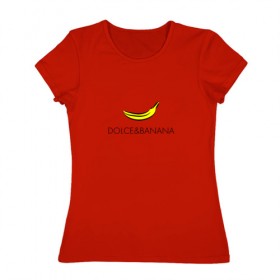 Женская футболка хлопок с принтом dolce&banana в Тюмени, 100% хлопок | прямой крой, круглый вырез горловины, длина до линии бедер, слегка спущенное плечо | dg | dolcegabbana