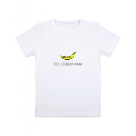 Детская футболка хлопок с принтом dolce&banana в Тюмени, 100% хлопок | круглый вырез горловины, полуприлегающий силуэт, длина до линии бедер | dg | dolcegabbana