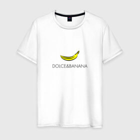 Мужская футболка хлопок с принтом dolce&banana в Тюмени, 100% хлопок | прямой крой, круглый вырез горловины, длина до линии бедер, слегка спущенное плечо. | dg | dolcegabbana