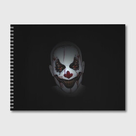 Альбом для рисования с принтом Клоун убийца в Тюмени, 100% бумага
 | матовая бумага, плотность 200 мг. | Тематика изображения на принте: глаза | кино | клоун | мрак | ужас | ужасы