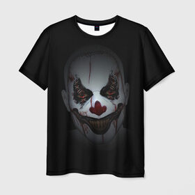 Мужская футболка 3D с принтом Клоун убийца в Тюмени, 100% полиэфир | прямой крой, круглый вырез горловины, длина до линии бедер | Тематика изображения на принте: глаза | кино | клоун | мрак | ужас | ужасы
